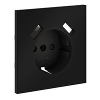 Накладка для розетки с заземлением и защитными шторками, с USB A+A S70 (черный матовый) / Voltum VLS000908