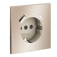Накладка для розетки с заземлением и защитными шторками, с USB A+C S70 Metal (платина) / Voltum VLSM001010