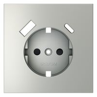 Накладка для розетки с заземлением и защитными шторками, с USB A+C S70 (сталь) / Voltum VLS001005