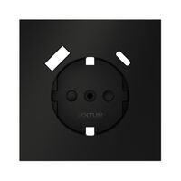 Накладка для розетки с заземлением и защитными шторками, с USB A+C S70 (черный матовый) / Voltum VLS001008