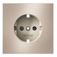 Накладка для розетки с заземлением и защитными шторками S70 Metal (платина) / Voltum VLSM000710