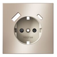 Накладка для розетки с заземлением и защитными шторками, с USB A+C S70 Metal (платина) / Voltum VLSM001010