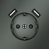 Розетка с заземлением и защитными шторками с USB A+A S70 (титан) / Voltum VLS040406