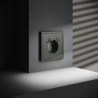Розетка с заземлением и защитными шторками с USB A+A S70 (титан) / Voltum VLS040406