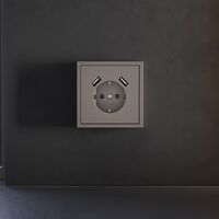 Накладка для розетки с заземлением и защитными шторками, с USB A+A S70 (капучино) / Voltum VLS000914