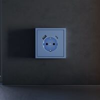 Накладка для розетки с заземлением и защитными шторками, с USB A+C S70 (деним) / Voltum VLS001015