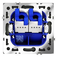 Розетка компьютерная двойная RJ45+RJ45 кат.6 S70 (черный матовый) / Voltum VLS060208