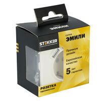 Розетка с заземлением, защитными шторками и USB тип C Эмили (белый фарфор) / Stekker RST16-5119-01