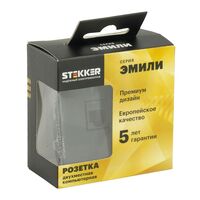 Розетка компьютерная RJ-45 двойная Эмили (черный уголь) / Stekker RST00-5111-05
