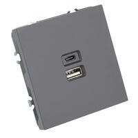 Розетка USB тип A+C Эмили (платиново-серый) / Stekker RST10-5115-10