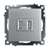 Розетка USB тип A Катрин (серебро) / Stekker GLS10-7115-03