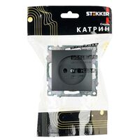 Розетка без заземления с защитными шторками Катрин (черный) / Stekker GLS10-7109-05