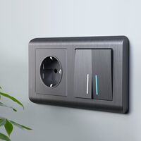 Розетка с заземлением (графит рифленый) / W1171004