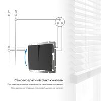 Выключатель двухклавишный с самовозвратом (черный матовый) / W1122408