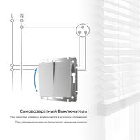 Выключатель двухклавишный с самовозвратом (серебряный) / W1122406