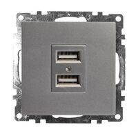 Розетка USB тип A Катрин (серебро) / Stekker GLS10-7115-03