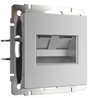 Розетка двойная Ethernet RJ-45 (серебряный) / Werkel WL06-RJ45+RJ45