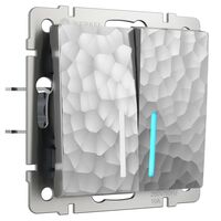Выключатель двухклавишный с подсветкой (серебряный, Hammer) / W1220106