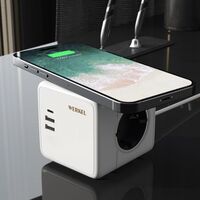 Розеточный блок 3-местный + 3 USB + беспроводная зарядка / W6513501