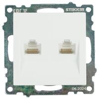 Розетка компьютерная RJ-45 двойная Катрин (белый) / STEKKER GLS00-7109-01