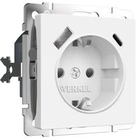 Розетка с заземлением, шторками и USB тип A+C (белый матовый) / Werkel W1171761