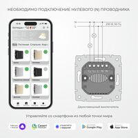 Умный сенсорный выключатель двухклавишный (дымчатый) / Werkel W4523641