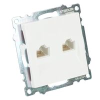 Розетка компьютерная RJ-45 двойная Катрин (белый) / STEKKER GLS00-7109-01