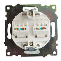 Розетка компьютерная RJ-45 двойная Катрин (белый) / STEKKER GLS00-7109-01