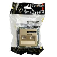 Розетка компьютерная RJ-45 двойная Катрин (золото) / Stekker GLS00-7109-08