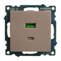 Розетка USB тип A+C Катрин (шампань) / Stekker GLS10-7116-02