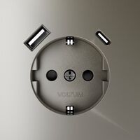 Розетка с заземлением и защитными шторками с USB A+С S70 (шелк) / Voltum VLS040504