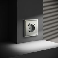 Розетка с заземлением и защитными шторками с USB A+С S70 (сталь) / Voltum VLS040505