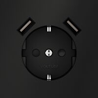 Розетка с заземлением и защитными шторками с USB A+A S70 (черный матовый) / Voltum VLS040408