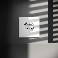 Розетка с заземлением и защитными шторками с USB A+С S70 (белый матовый) / Voltum VLS040502