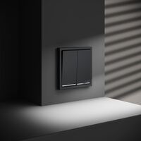 Проходной переключатель двухклавишный с подсветкой S70 (графит) / Voltum VLS020407