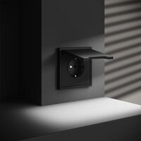 Розетка с заземлением, защитными шторками и крышкой S70 (черный матовый) / Voltum VLS040308