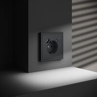 Розетка с заземлением и защитными шторками с USB A+С S70 (графит) / Voltum VLS040507
