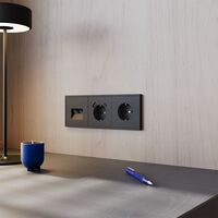 Розетка с заземлением и защитными шторками с USB A+С S70 (черный матовый) / Voltum VLS040508