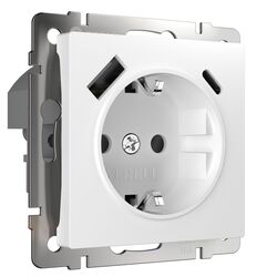 Розетка с заземлением, шторками и USB тип A+C (белый) / W1171701