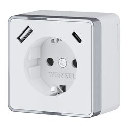 Розетка с заземлением, шторками и USB тип A+C Gallant (белый) / W5071701