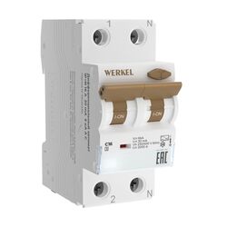 Дифференциальный автомат 1P+N 16 A 30 mА 6 kА C A / Werkel W922P166