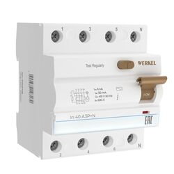 Устройство защитного отключения 3P+N 40 A 30 mА АС 6 kА / W914P406
