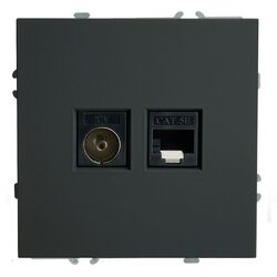 Розетка TV + RJ-45 Эмили (черный уголь) / Stekker RST00-5106-05