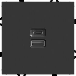 Розетка USB тип A+C Эмили (черный уголь) / Stekker RST10-5115-05