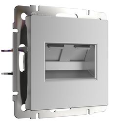 Розетка телефонная RJ-11 и Еthernet RJ-45 (серебряный) / WL06-RJ11+RJ45