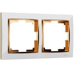 Рамка на 2 поста (белый/золото, Snabb) / W0021933