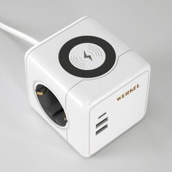 Розеточный блок 3-местный + 3 USB + беспроводная зарядка / W6513501