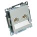 Розетка компьютерная RJ-45 двойная Катрин (серебро) / Stekker GLS00-7109-03